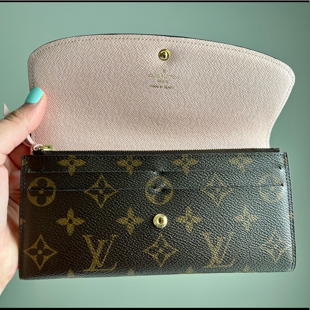 Authentic Brown Monogram Emilie Wallet (Rose Ballerina) Louis Vuitton w/ Date - Picture 2 of 11